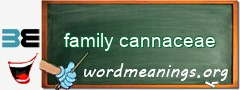 WordMeaning blackboard for family cannaceae